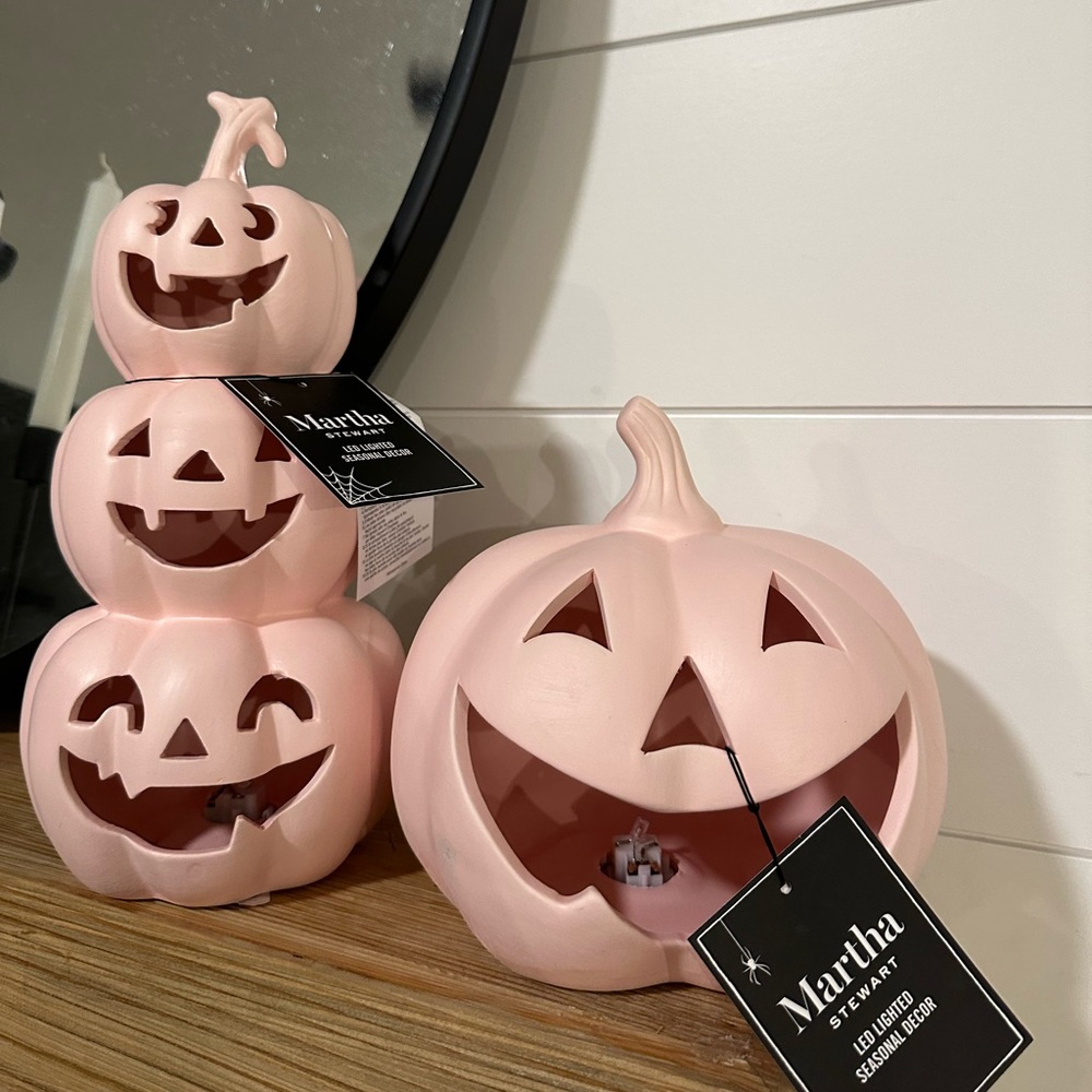 COPY - 💗 PINK Pumpkin Martha Stewart LED Lighted Pumpkin Stack Bundle TikTok